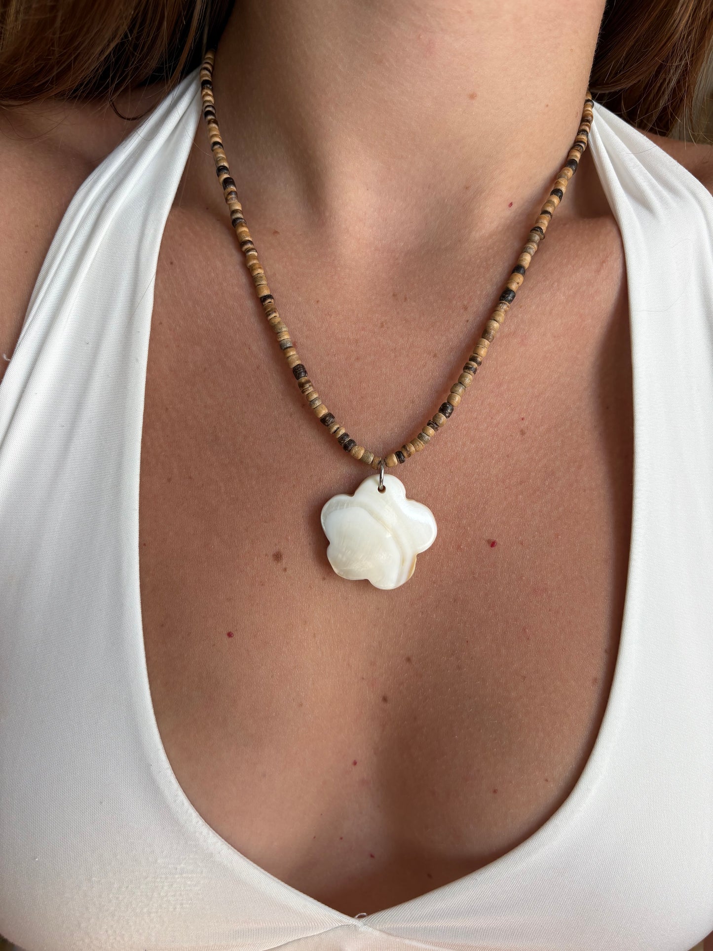Coconut shell beaded/shell pendant