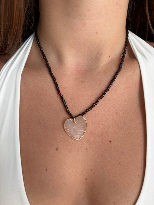 Gold lined shell pendant necklace