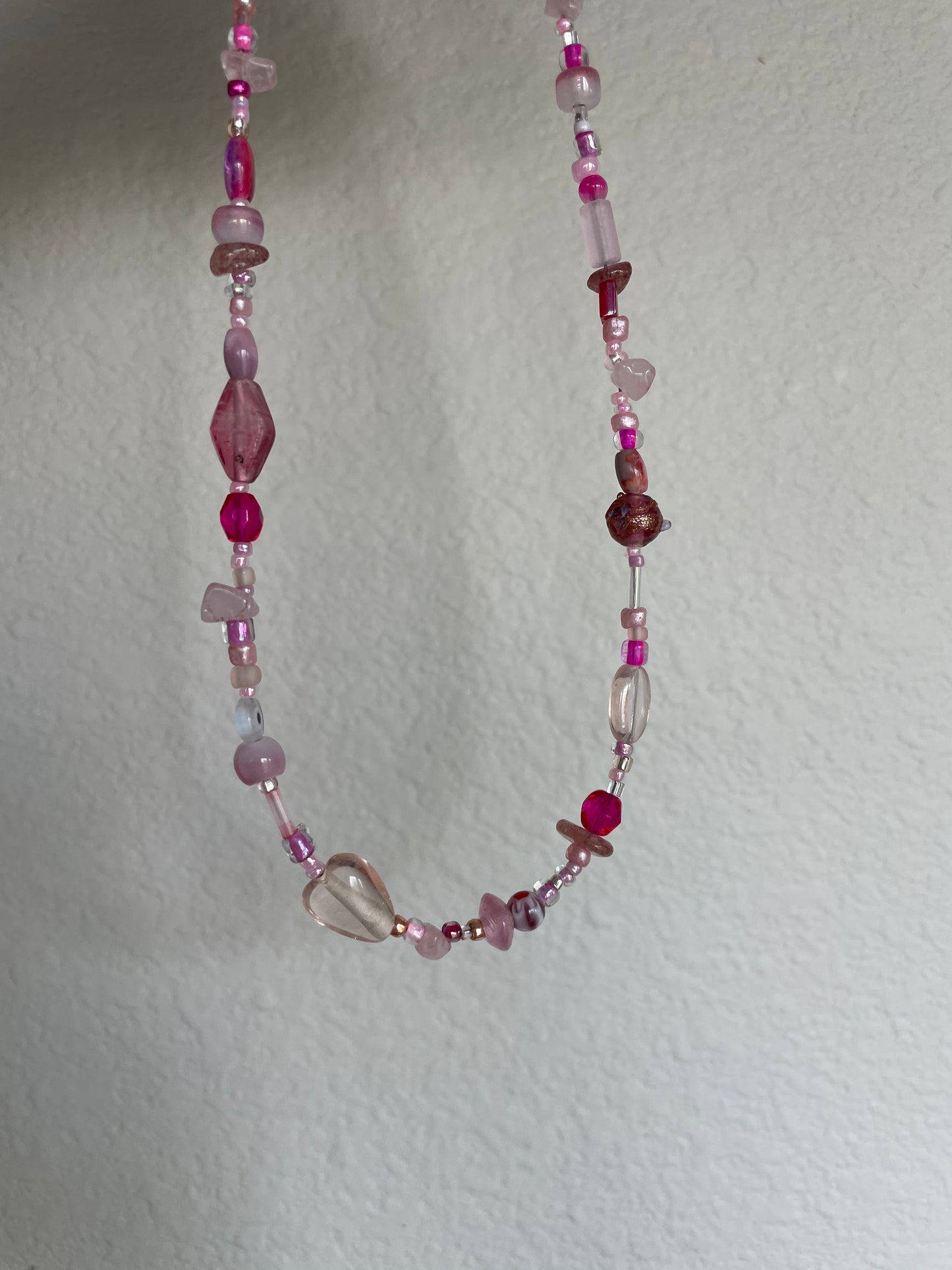 Chunky mixed bead pink necklace