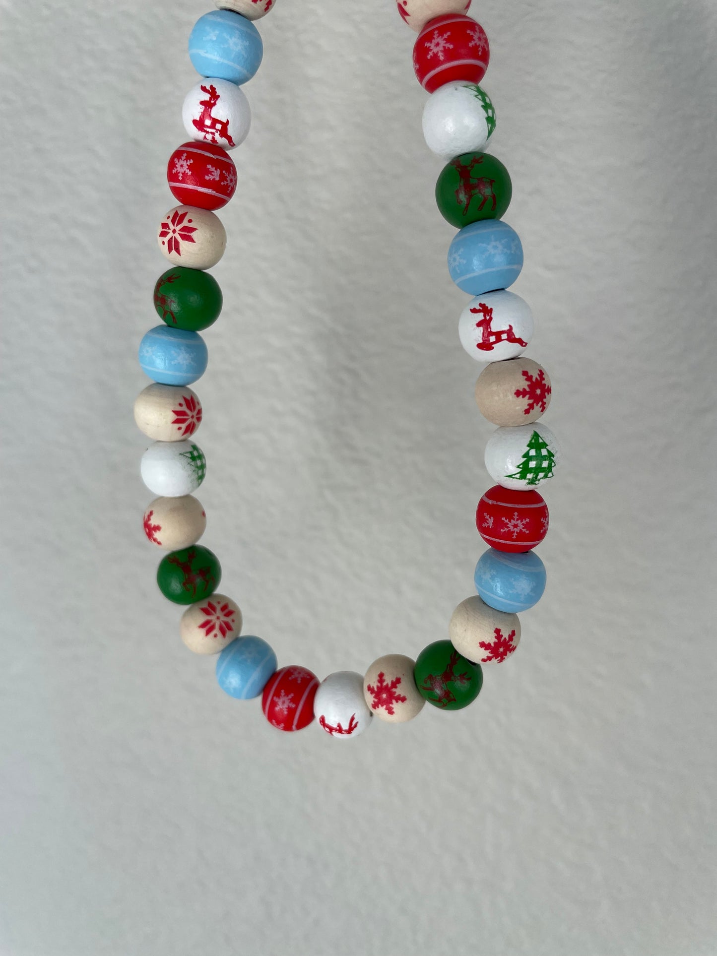 Wooden holiday beaded necklace