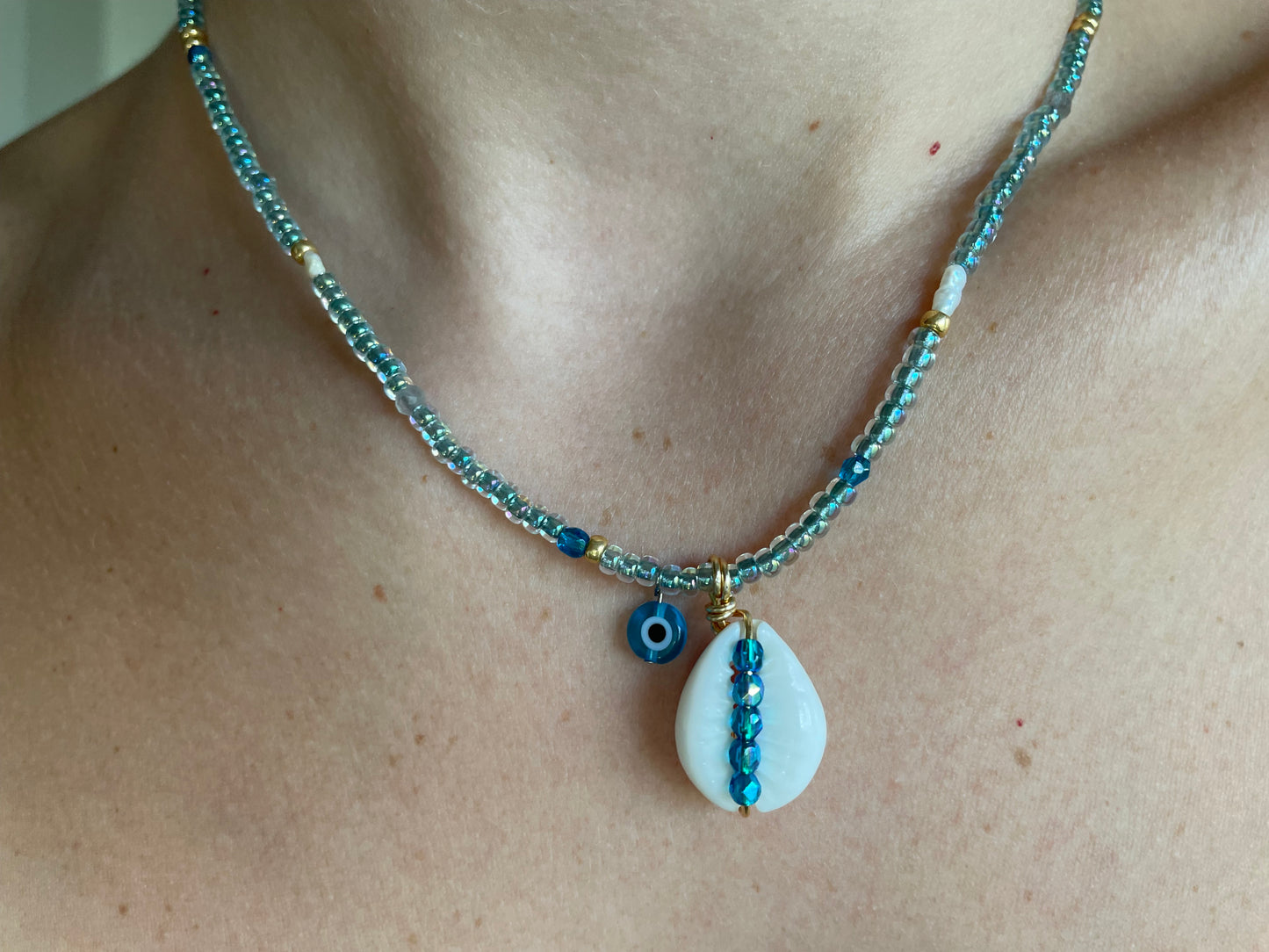 Sea Foam Cowrie Pendant