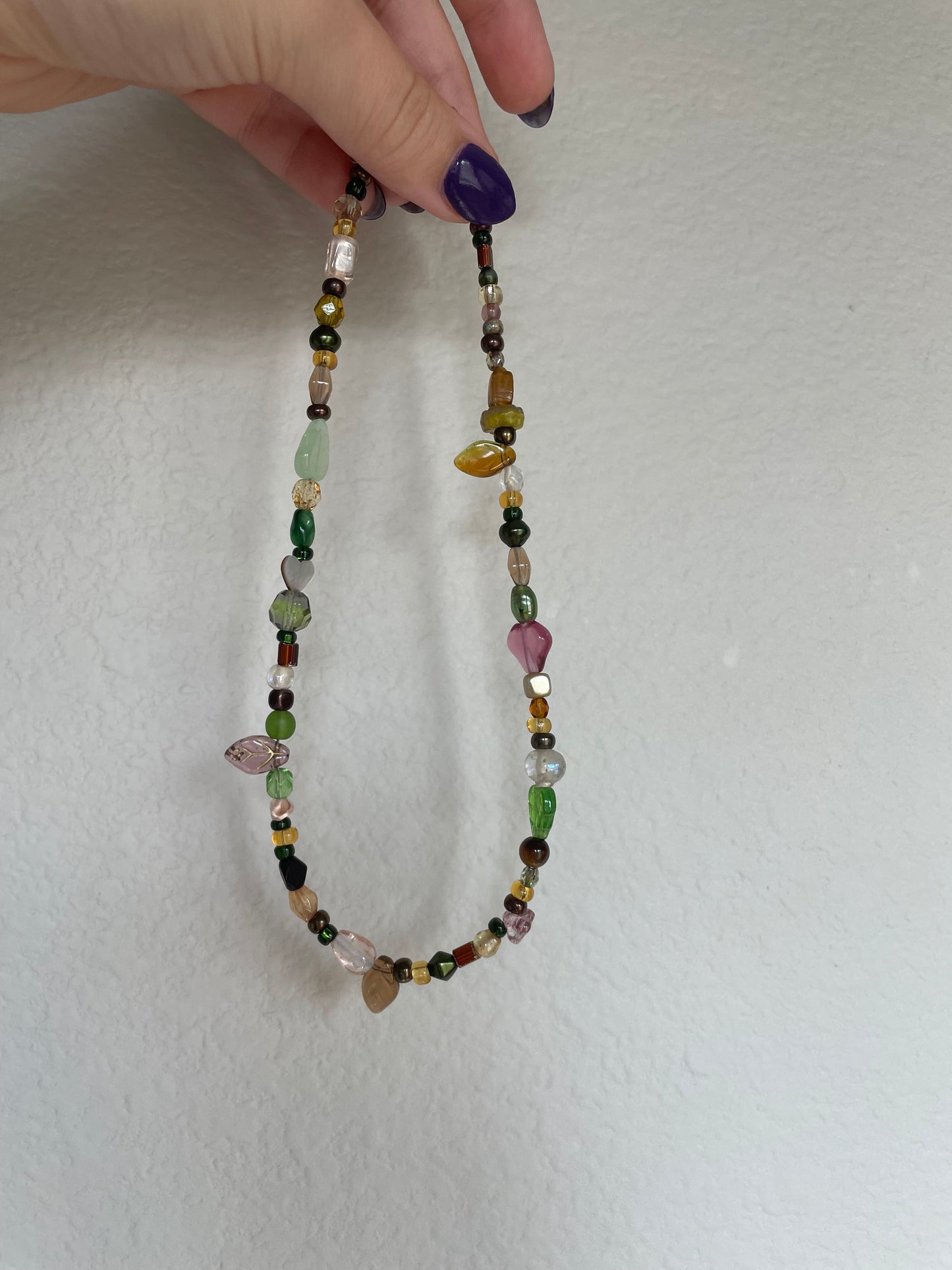 “Changing Leaves” mixed bead necklace