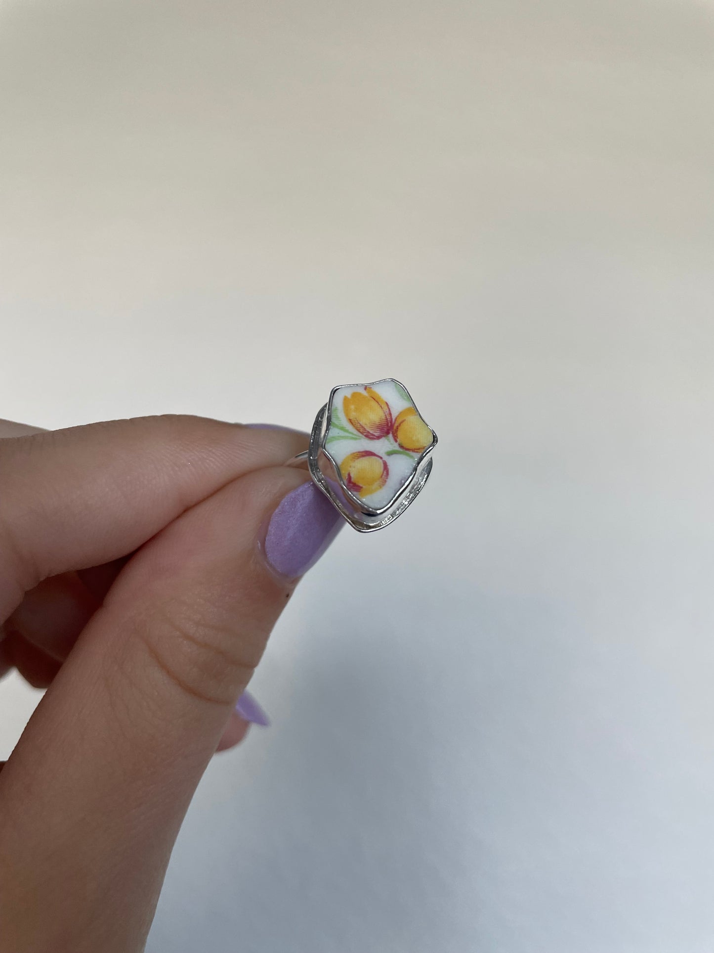 Yellow Tulip Pottery Ring (size5.75)