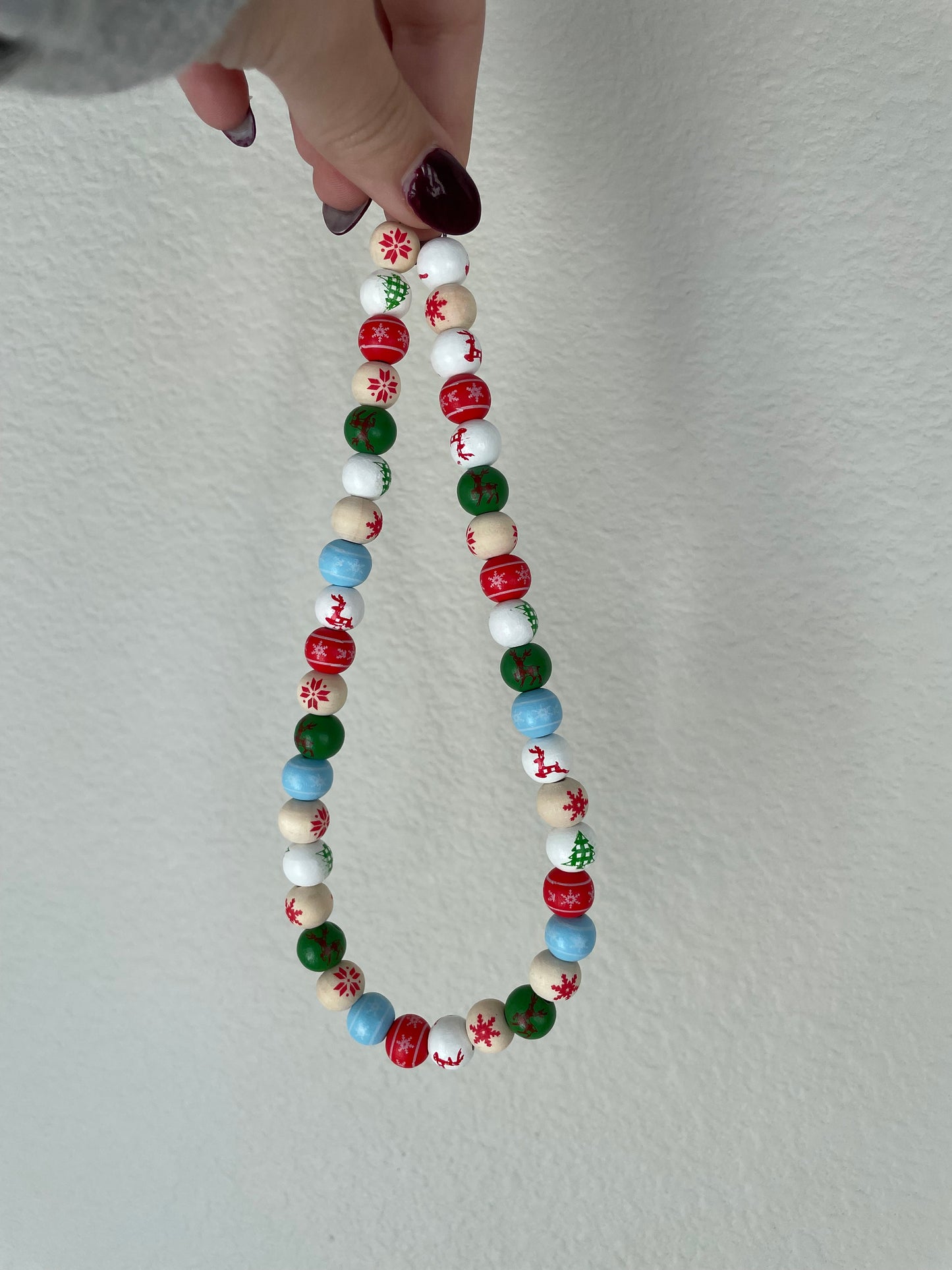 Wooden holiday beaded necklace