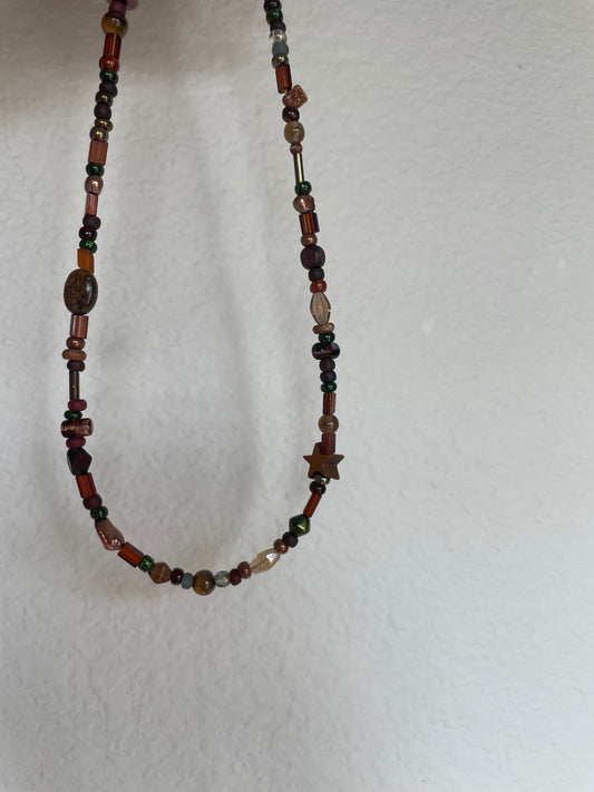 Brown Mixed Bead Necklace