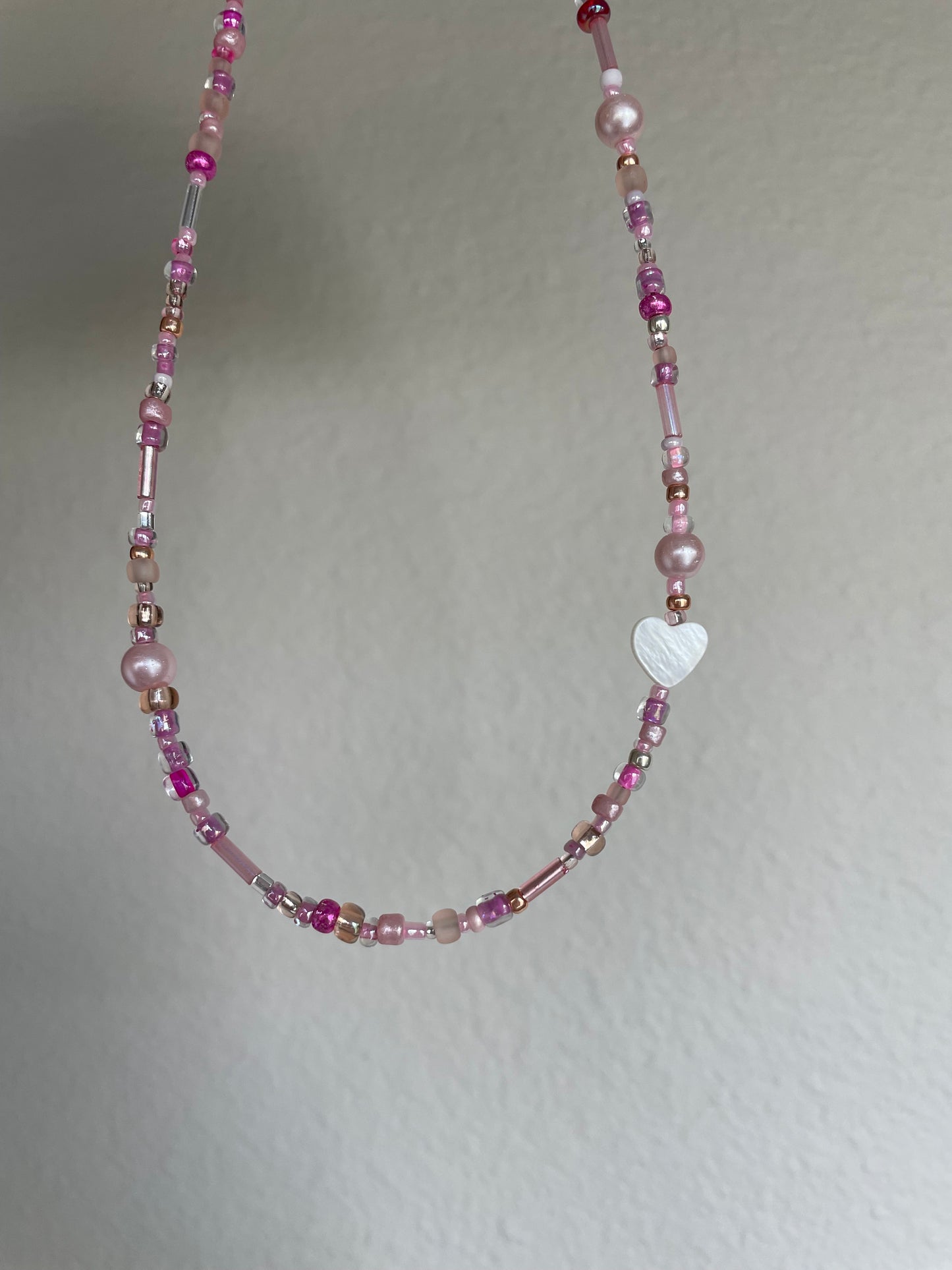 Shell heart pink necklace