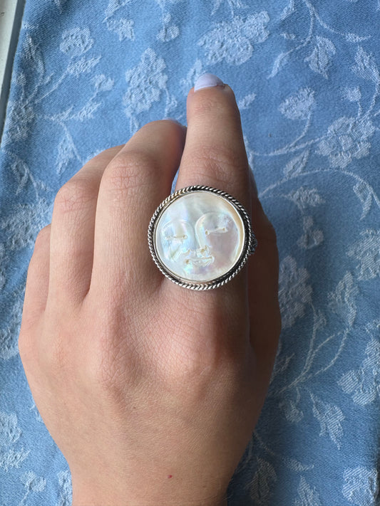 Mother of Pearl Moon Ring (8.5)