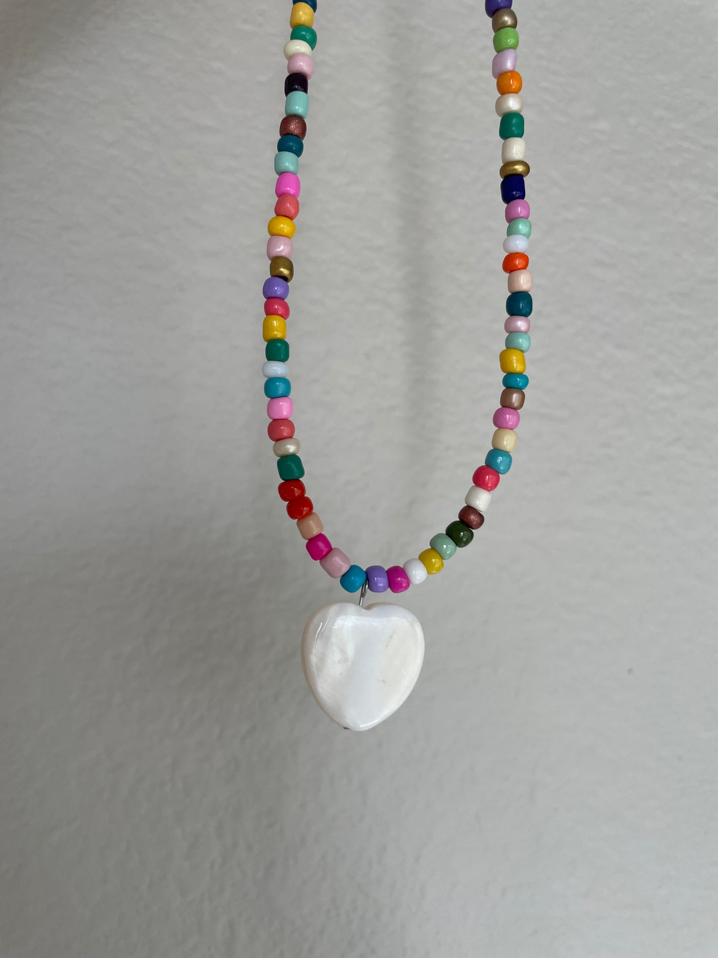 Multi color shell heart pendant
